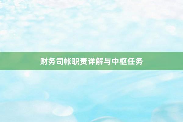 财务司帐职责详解与中枢任务